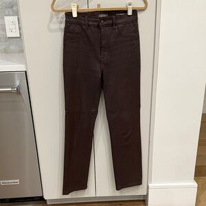 Coated Brown Straight-Leg Ankle Jeans